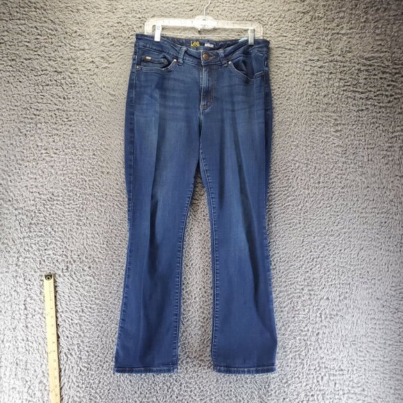 Lee Jeans Womens 14 Short Blue Curvy Fit Bootcut Stretch Denim - Picture 1 of 12